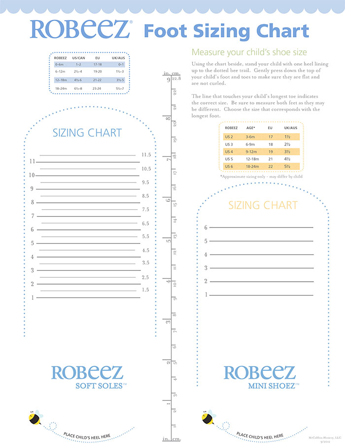 Kids Foot Sizing Chart Printable