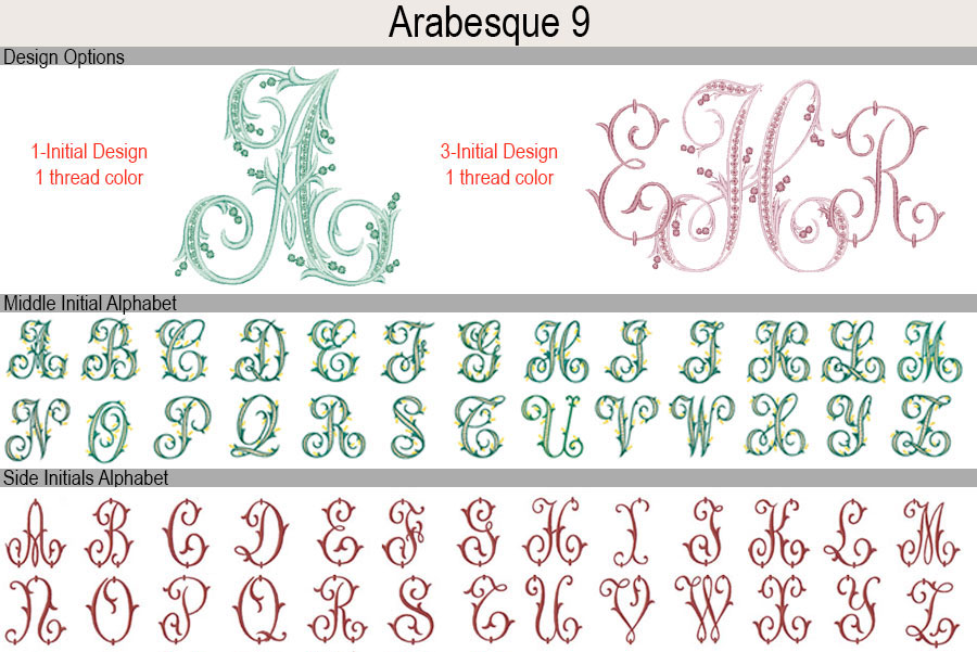 Arabesque 9 - Monogram Alphabet - Jan de Luz Linens