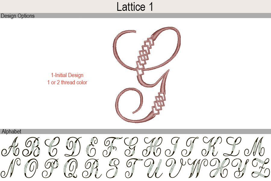 Lattice 1 - Embroidery Alphabet - Jan de Luz Linens