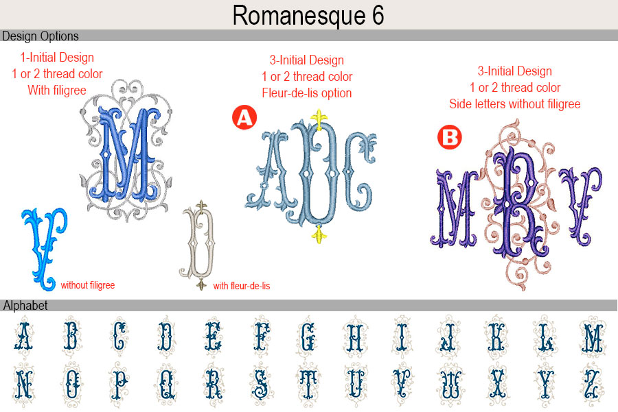 Romanesque 6 - Monogram Alphabet - Jan de Luz Linens