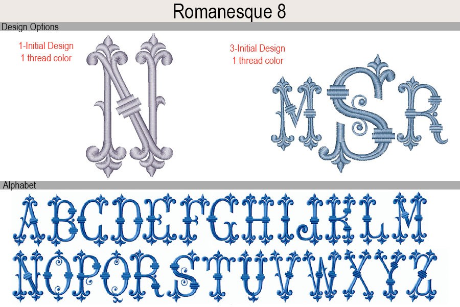 Romanesque 8 - Monogram Alphabet - Jan de Luz Linens