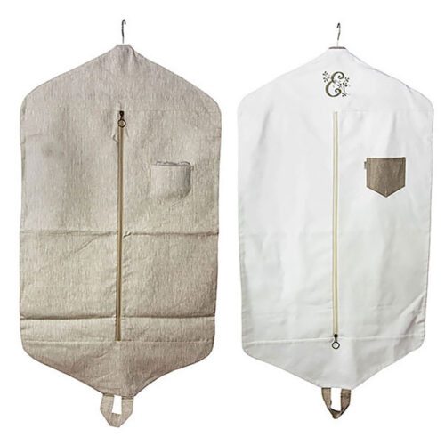 2 garment bags: 1 white, 1 natural