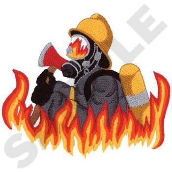 #FR0009 Fireman 1 - Firefighting Embroidery - Jan de Luz Linens