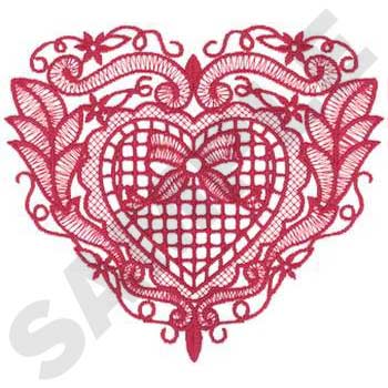 HY0190 Lace Heart - Valentine Embroidery - Jan de Luz Linens