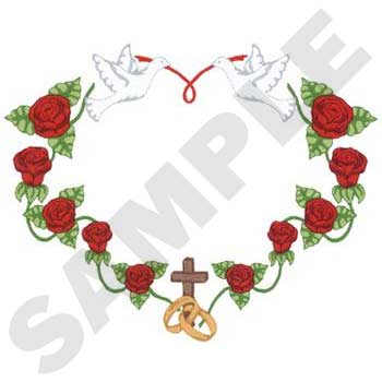HY0245 Heart Wreath - Valentine Embroidery - Jan de Luz Linens