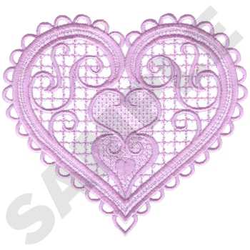 HY0606 Lace Heart 2 - Valentine Embroidery - Jan de Luz Linens