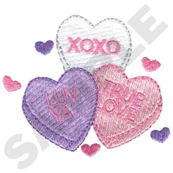 HY0616 Candy Hearts 2 - Valentine Embroidery - Jan de Luz Linens