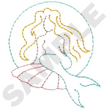 Mermaid Outline Embroidery Design