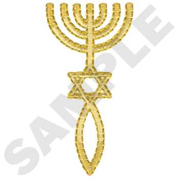#RL0332 Star Of David Staff - Hanukkah Embroidery - Jan de Luz Linens