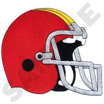 #SP0635 Red Football Helmet - Football Embroidery - Jan de Luz Linens