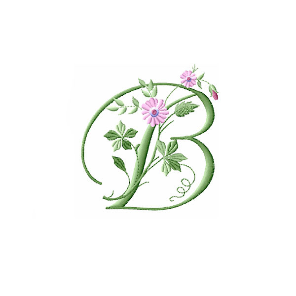 Elegant Floral Swatch - Monogram Embroidery