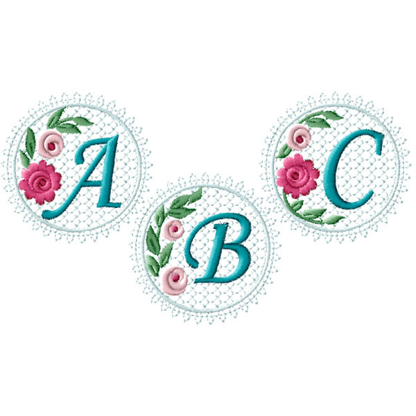 Lacy Roses Swatch - Monogram Embroidery