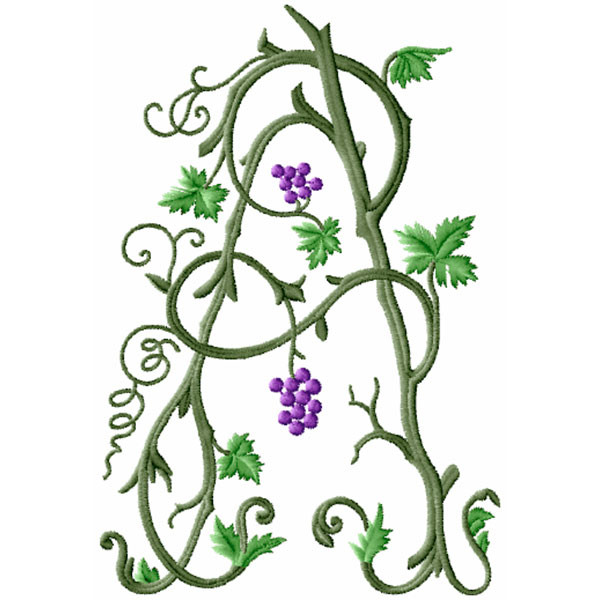 Wild Vine Monograms Swatch - Monogram Embroidery