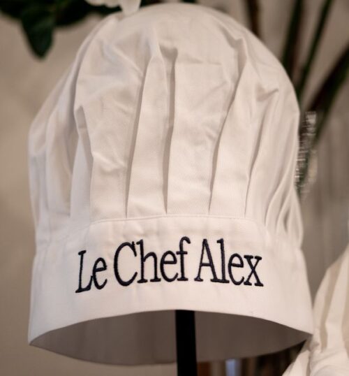 white chef hat with embroidery