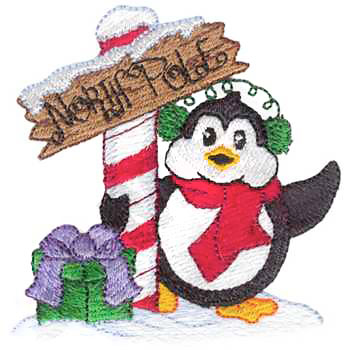 #XM1134 North Pole Penguin - Christmas Embroidery - Jan de Luz Linens