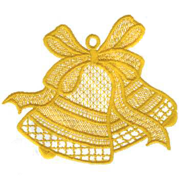 #XM1240 Golden Bells Cross Hatch - Christmas Embroidery - Jan de Luz Linens