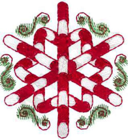 #XM1272 Candy Cane Snowflake - Christmas Embroidery - Jan de Luz Linens