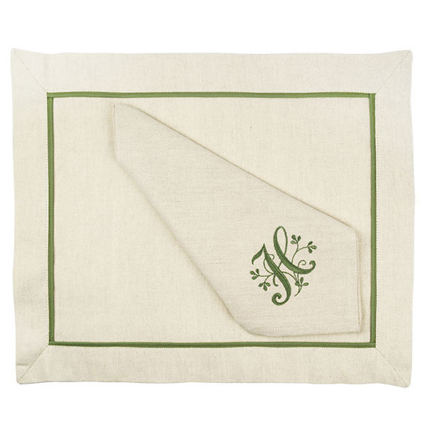 Sage Green Placemat And Napkin Jan de Luz Linens