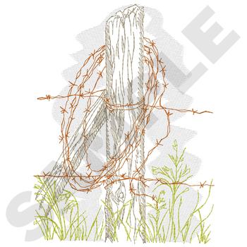 HR1206 Fence Post With Barbed Wire