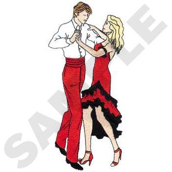 #SP0684 Salsa Couple - Dance Embroidery - Jan de Luz Linens