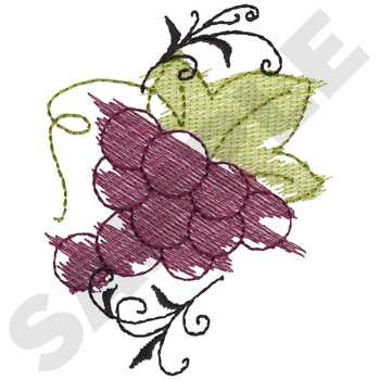 Purple Grapes FD0287 - Wine Embroidery - Jan de Luz Linens