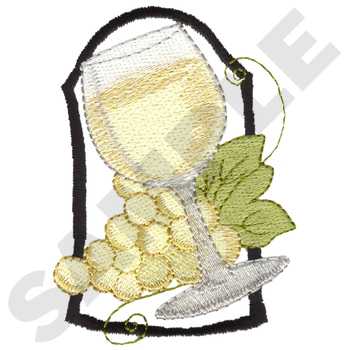 White Wine Glass #FD0281 - Wine Embroidery - Jan de Luz Linens