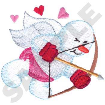 #HY0481 Cupid Snowman - Valentine Embroidery - Jan De Luz Linens