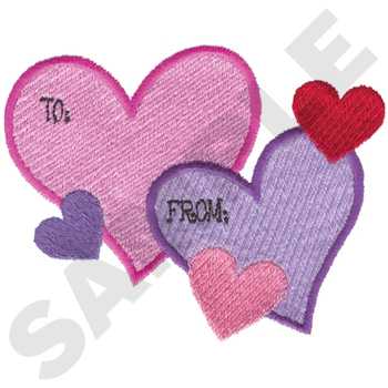 #HY0591 To From Valentine - Valentine Embroidery - Jan De Luz Linens