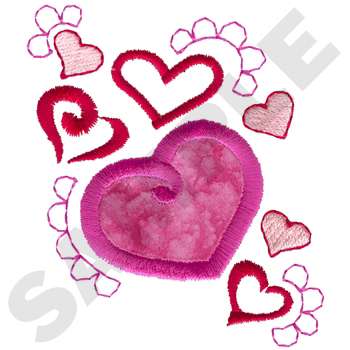 #HY0684 Heart Handful - Valentine Embroidery - Jan De Luz Linens