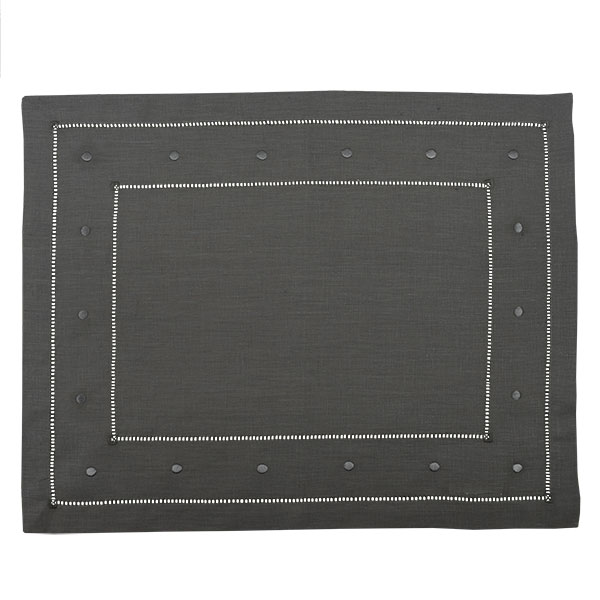 Hemstitch And Dots Placemat - Moonrock