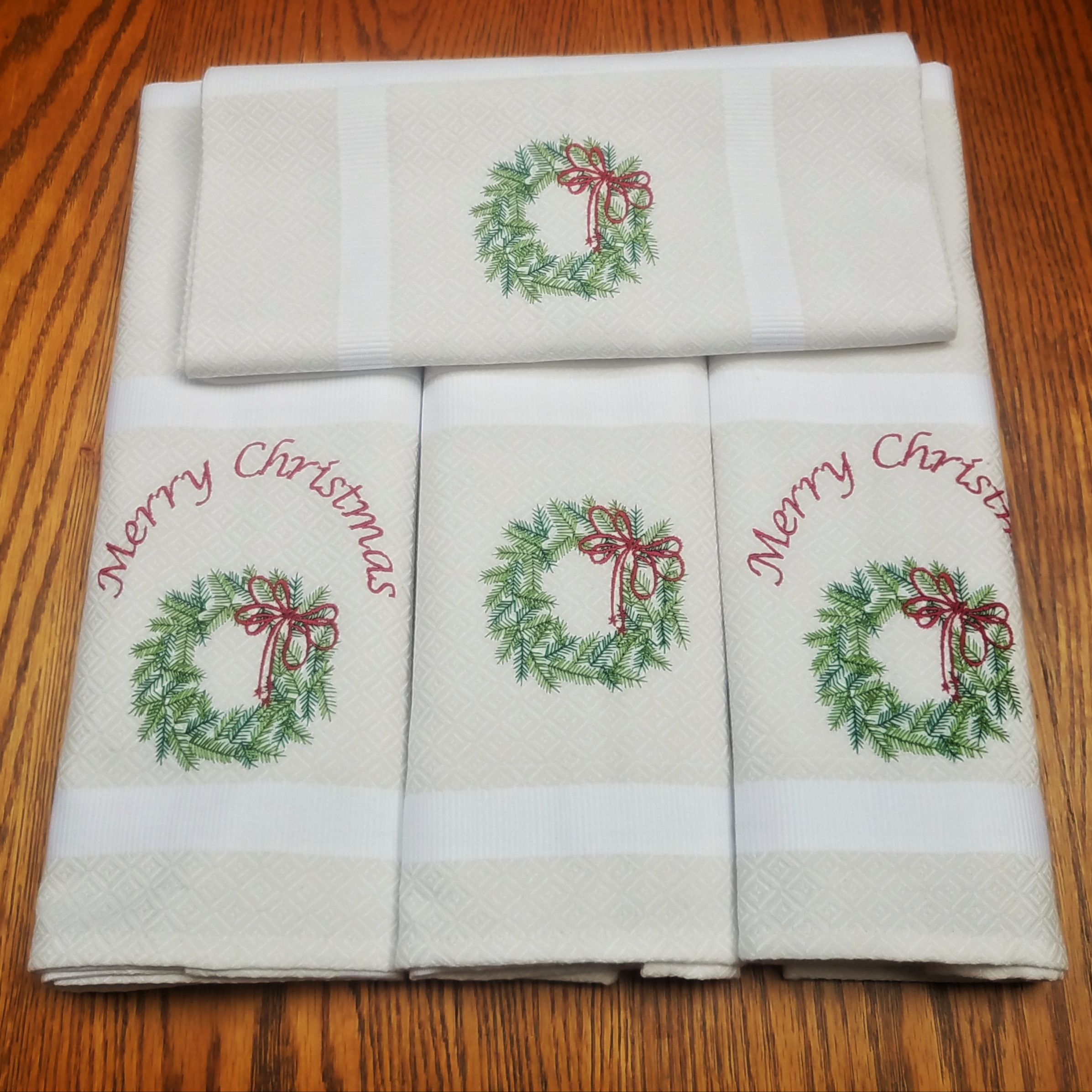 Embroidered Holiday Tea Towel, Christmas Present, Patty Bzz