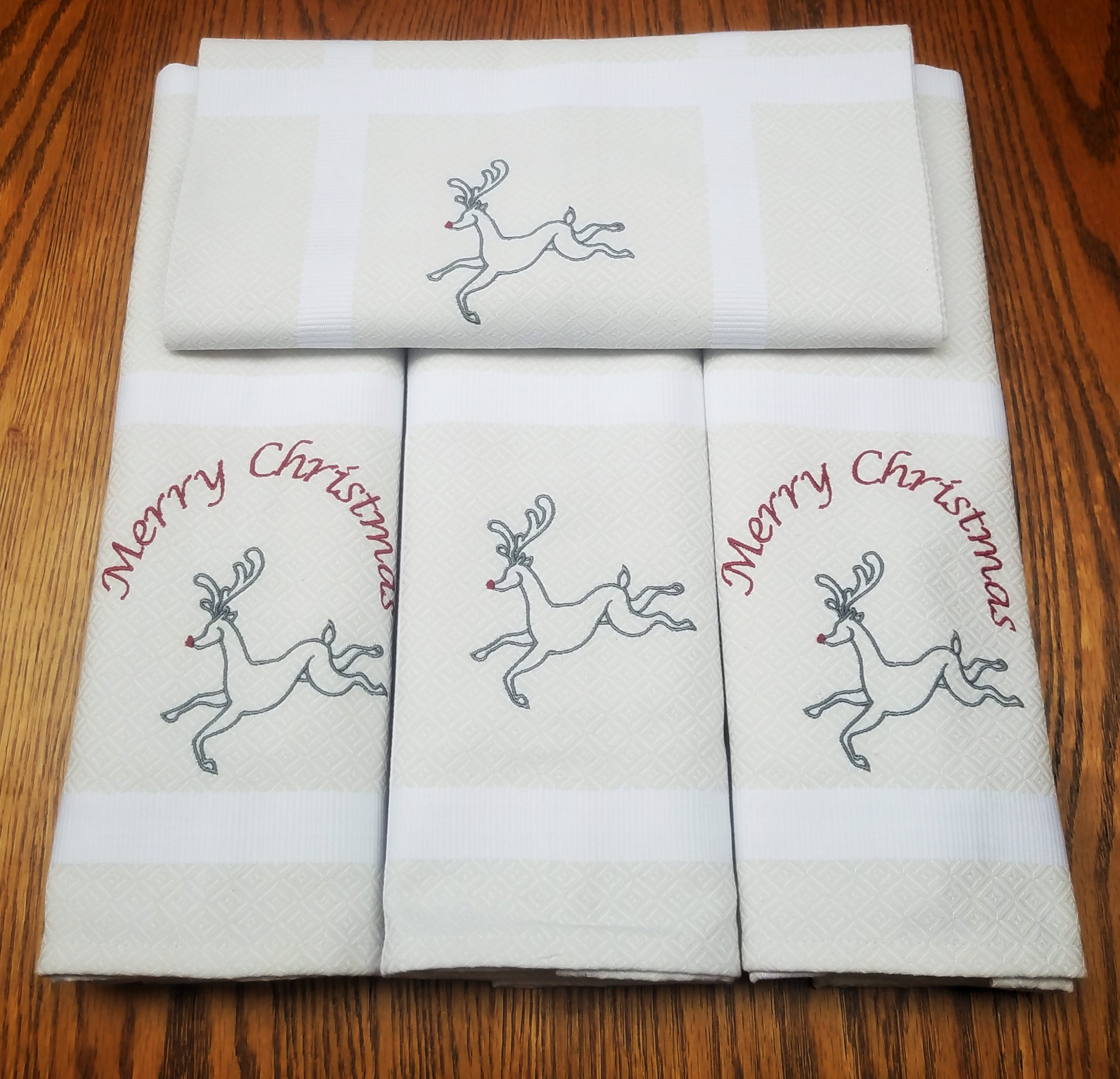 Custom Christmas Dish Towels  Personalized Holiday Tea Towel Set