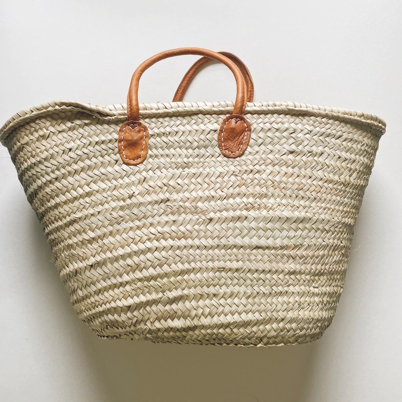 Handmade French Market Basket with Double Leather Handles – Asher + Rye
