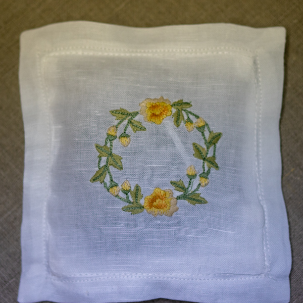 drawer lavender linen sachet with embroidery