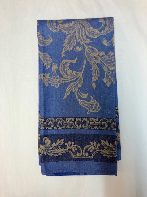 blue hand towel or tea towel, belle epoque design