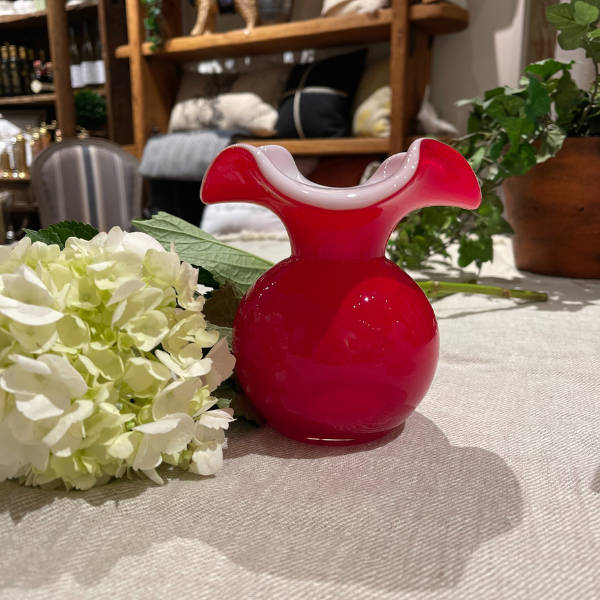 red glass vase