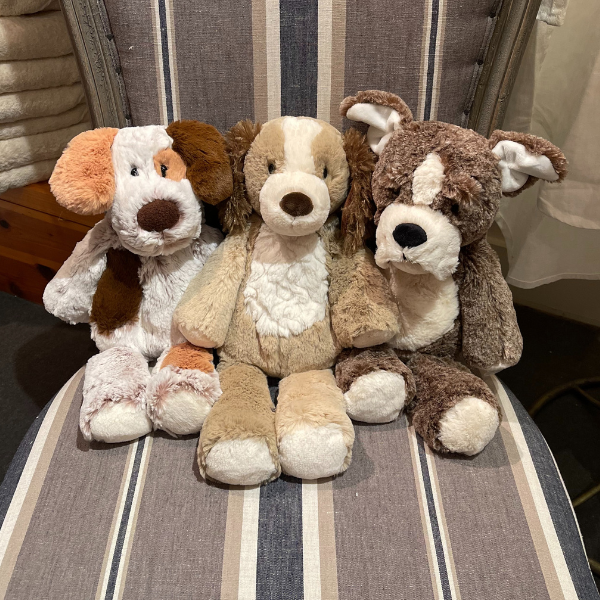 3 stuffed animal dogs