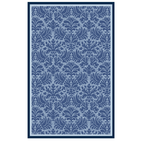 blue and rosette rectangle rug