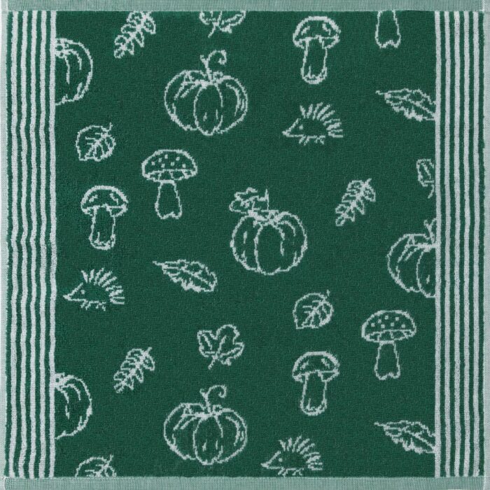 terry dish towel green autumn theme