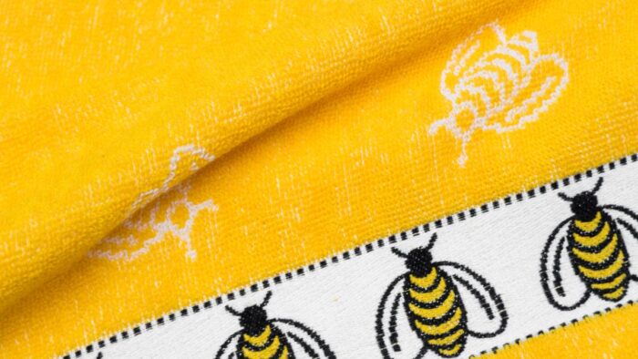 terry dish towel yellow bees details