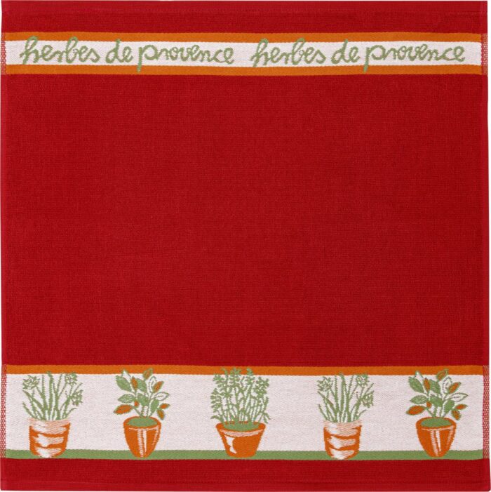 terry dish towel red plants