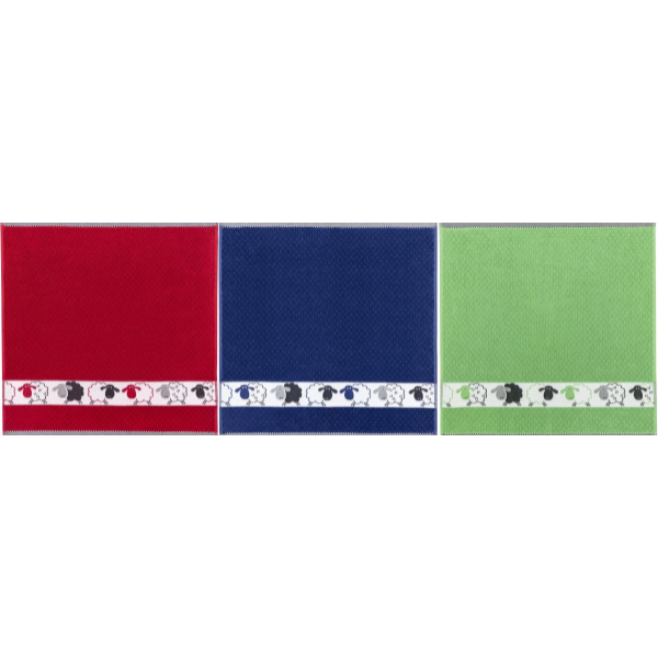 terry dish towel red, navy, green sheep