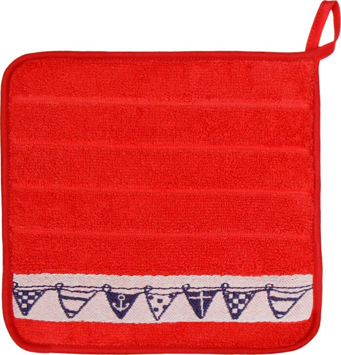 terry potholder boat flags red
