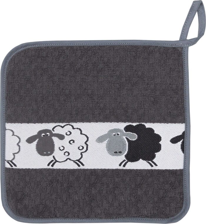 terry potholder sheep grey